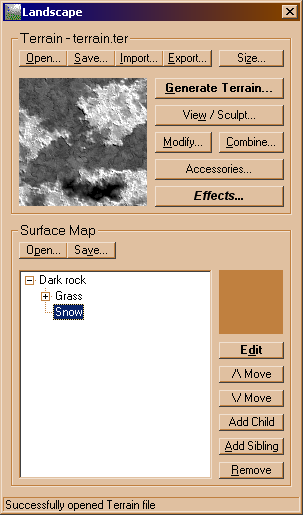 Landscape window with surface map