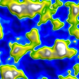 Terrain height map generated by three-octave Perlin noise