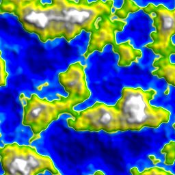 Terrain height map generated by four-octave Perlin noise