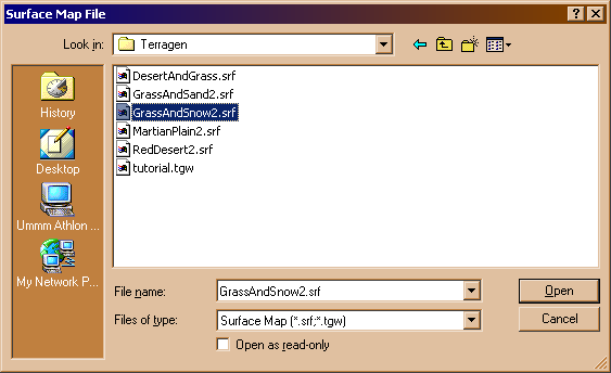 Surface Map File dialog