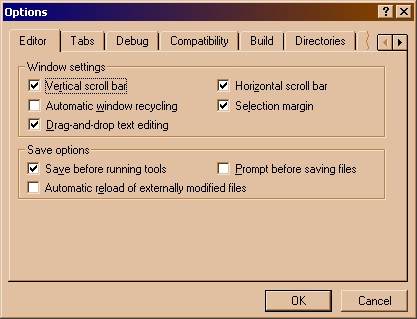 Options dialog