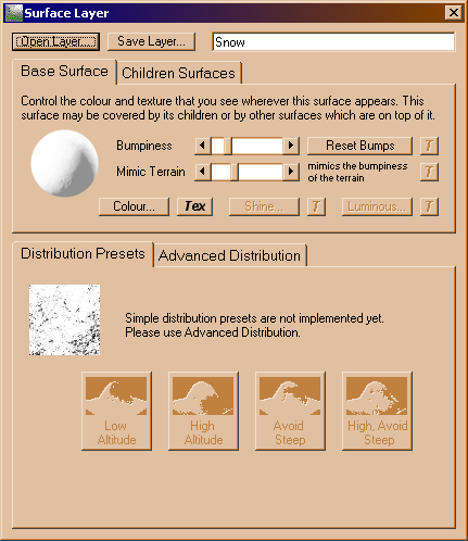 Surface Layer dialog