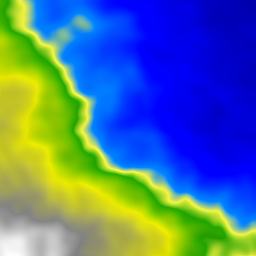 Zoomed-in rendering of a spherical terrain height map